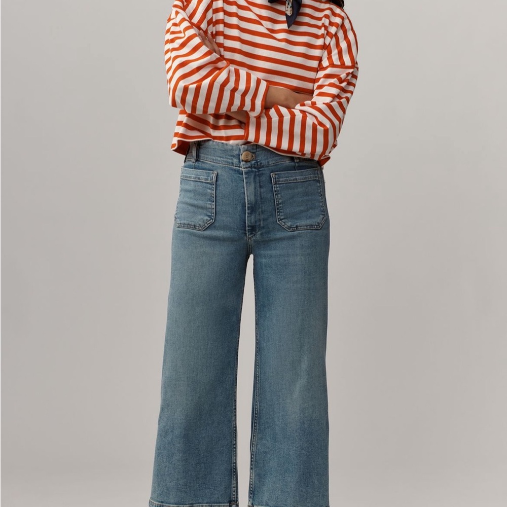 Maeve The Colette Cropped High-Rise Wide-Leg High Jeans